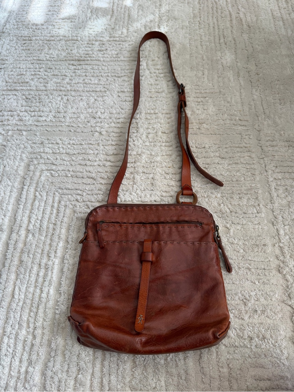 Brown Leather Crossbody Bag Distressed Boho Purse